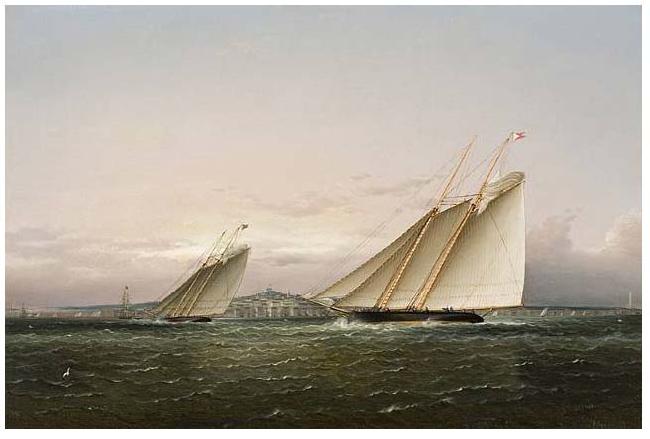 James Edward Buttersworth YachtRace BostonHarbor byButterworth Germany oil painting art